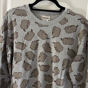 Gray Unisex Lightweight Pusheen Terry Crewneck Sweater Sz Medium
